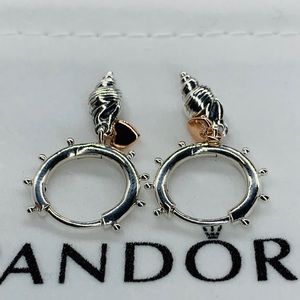 New Pandora Heart Conch Shell Hoop 